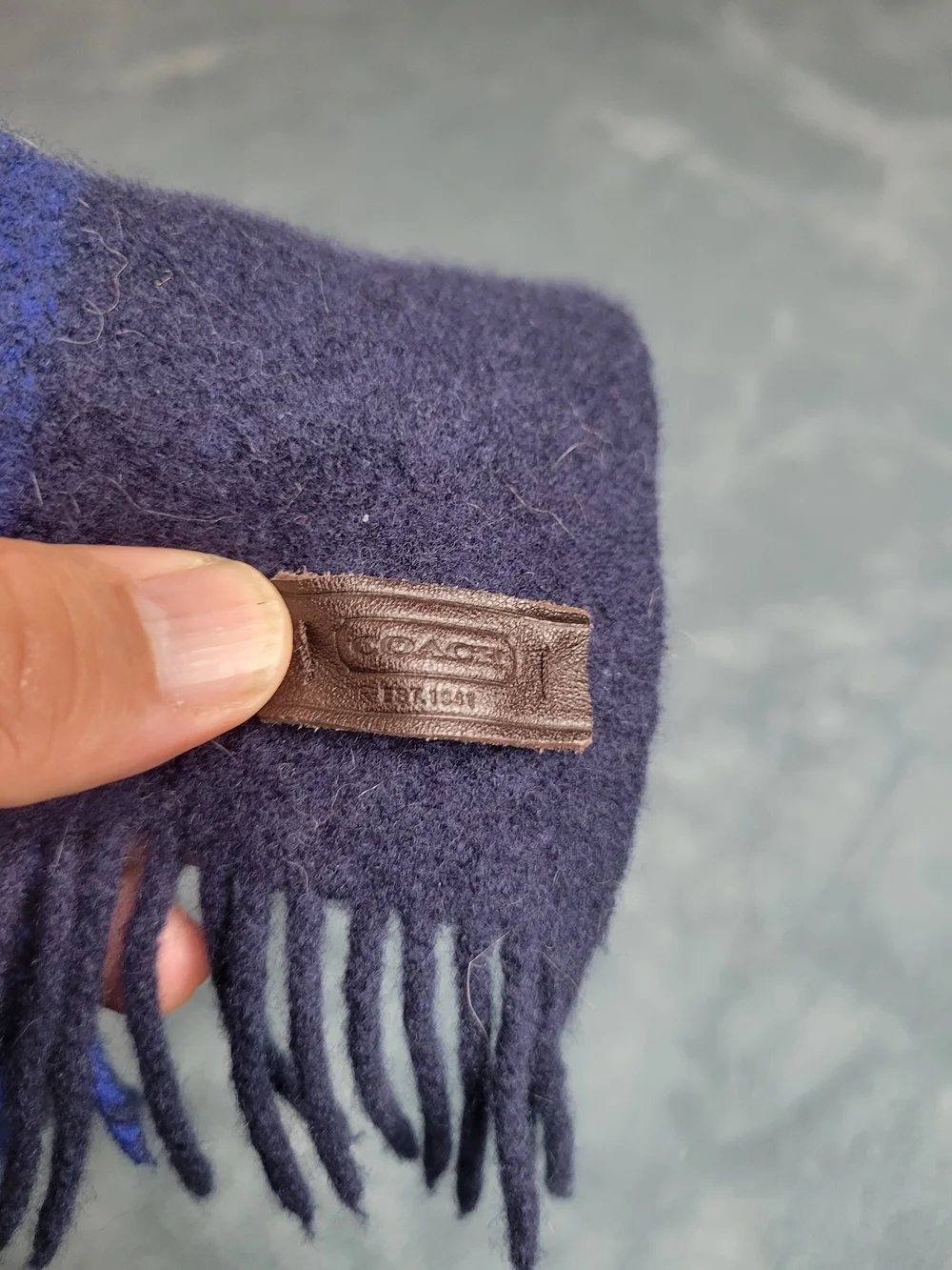 Coach Wool Scarf Navy and Royal Blue